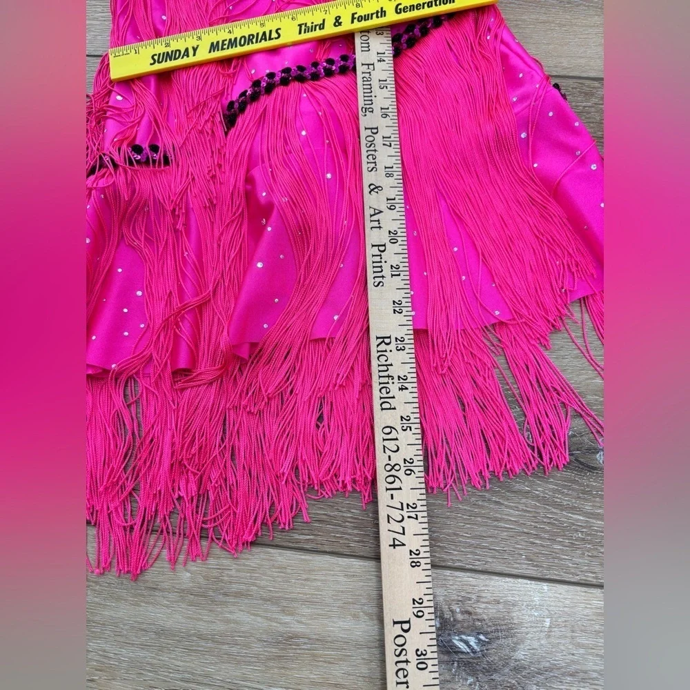 Revolution Dancewear Next To Me Hot Pink Dress Fringe Size MC Flapper Pageant